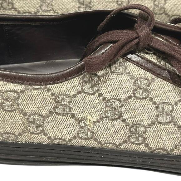 GUCCI Men’s Low Top Cap Toe Sneakers in Brown GG Canvas & Leather-12G(US 12.5) - Picture 10 of 10